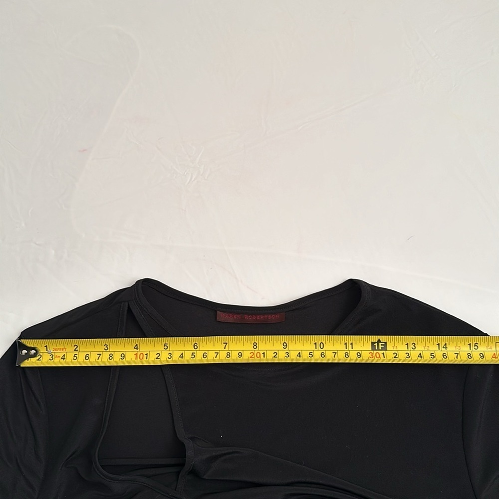 Karen Robertson black stretch fitted cut-out top M - Picture 10 of 12